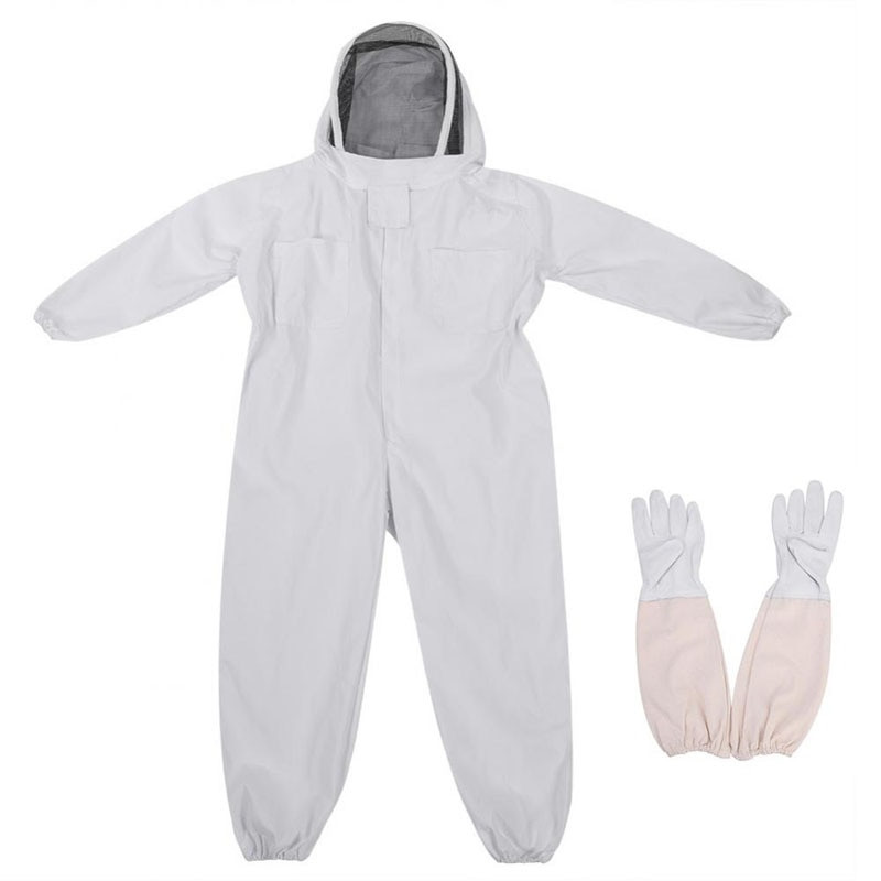 1 set costum profesional pentru apicultură cu mănuși de piele, costum pentru apicultor, pentru apicultor.