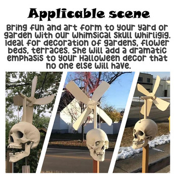 2022 Horror Skull Whirligig Skull Windmill Yard Perch Decorations Halloween Decorations