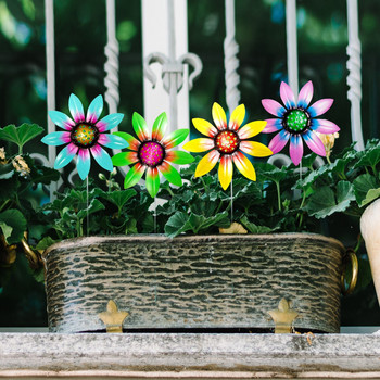 3D Garden Suower Διακοσμητικά Stakes Εσωτερικών χώρων Διακόσμηση λουλουδιών Suowers Για Αυλές Χορτοτάπητες Σαλόνια Εξωτερικοί χώροι Ρουστίκ Μεταλλικό