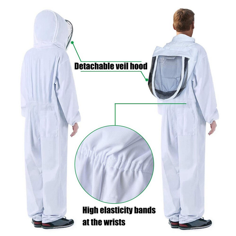 Apsauginiai bitininkystei rūbai, pastorinti viso kūno bitininko kostiumas šydas, gaubtas, skrybėlė Apranga Saugūs nuo bičių kailio apsaugantys drabužiai