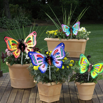 4 бр. Метални колове за пеперуди Орнаменти за градински пеперуди Устойчиви декорации от пеперуди за вътрешна саксия на открито Вътрешна външна