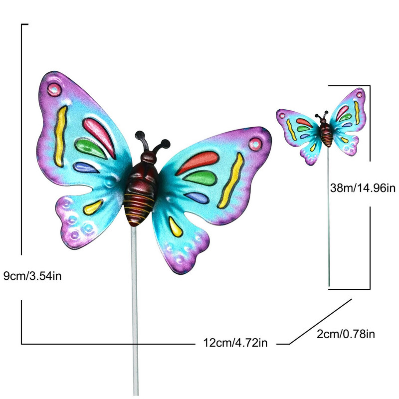 4 bucăți de metal pentru fluturi Ornamente pentru fluturi de grădină Decorații durabile de fluturi pentru interior, exterior, ghiveci, interior, exterior