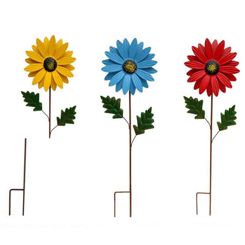 Vertikálny kovový veterný mlyn so slnečnicou, železný veterný mlyn, letné ozdoby