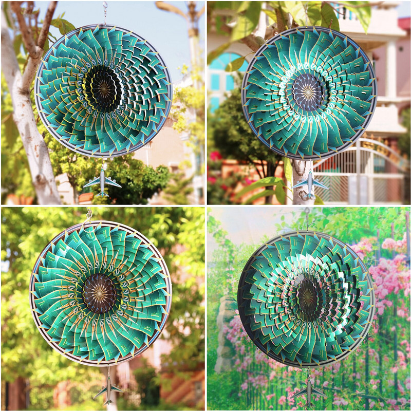 Nerūdijančio plieno 3D vėjo suktukas, spalvingas vėjo varpelis, svajonių gaudyklė, kabantis ornamentas lauko sodo puošmena