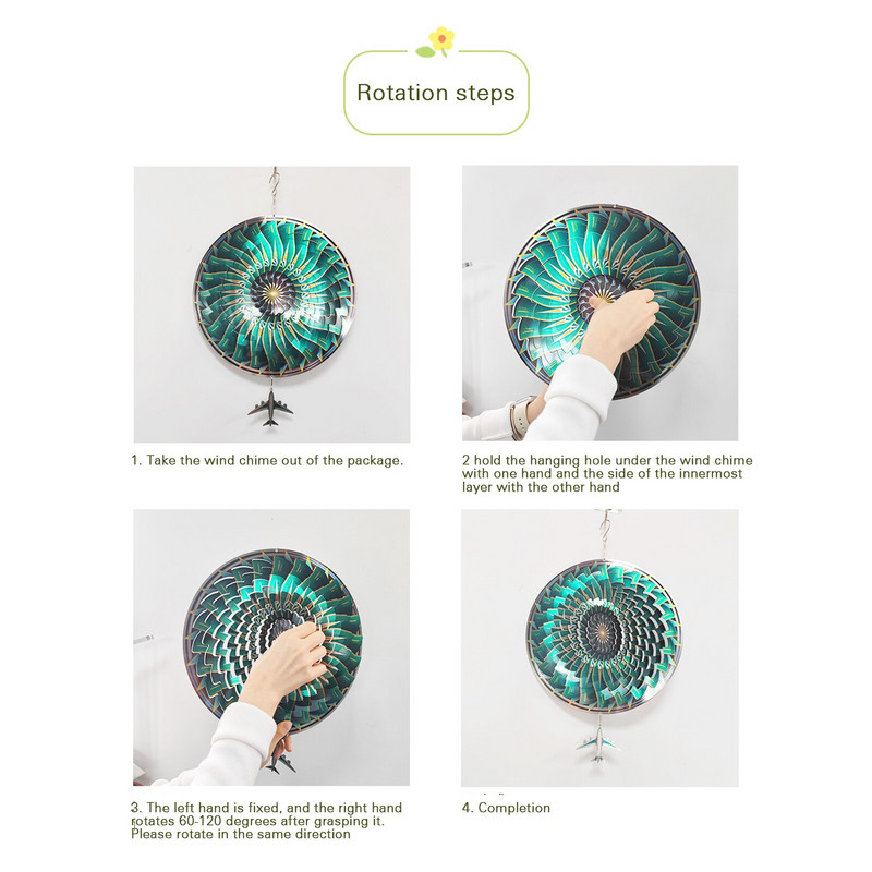 Nerūdijančio plieno 3D vėjo suktukas, spalvingas vėjo varpelis, svajonių gaudyklė, kabantis ornamentas lauko sodo puošmena