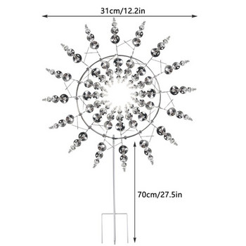 Δημιουργικός μοναδικός μεταλλικός ανεμόμυλος με γεωμετρικό μοτίβο Wind Spinner Catcher Kinetic Chimes with Stake Στολίδι Διακόσμηση κήπου