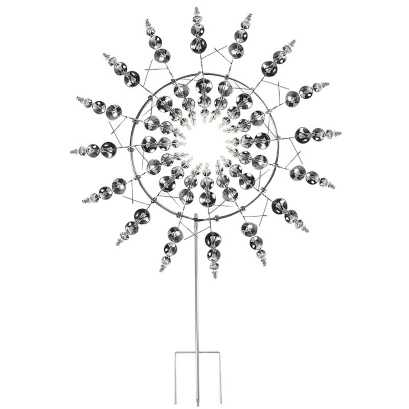 Kreatívny unikátny kovový veterný mlyn s geometrickým vzorom, veterný spinner, lapač kinetických zvonkohier s kolíkom, záhradná dekorácia