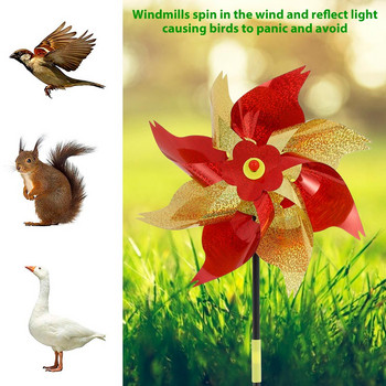 5 τεμ. Sparkly Reflective Pinwheels DIY Lawn Bird Repeller Windmill Scare Birds Pest Away for Garden Yard Patio Lawn Farm Decor