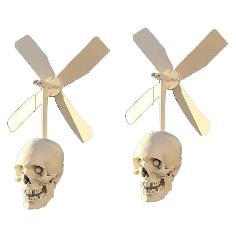 Záhradná lebka Dekorácia Halloween Kovová veterná lebka Vrták Dekorácia Halloween Kovová dekorácia Veterný mlyn Yard Domov Ornament VC