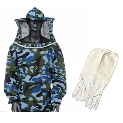 1 rinkinys Bitininko bičių kostiumo rūbai + bitininkystei apsauginės ožkos pirštinės Pilka unisex bitininkystė apsauginiai drabužiai