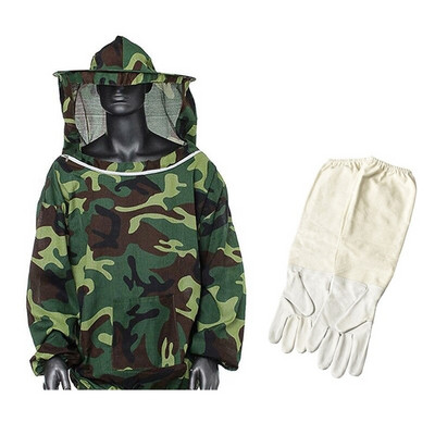 1 rinkinys Bitininko bičių kostiumo rūbai + bitininkystei apsauginės ožkos pirštinės Pilka unisex bitininkystė apsauginiai drabužiai