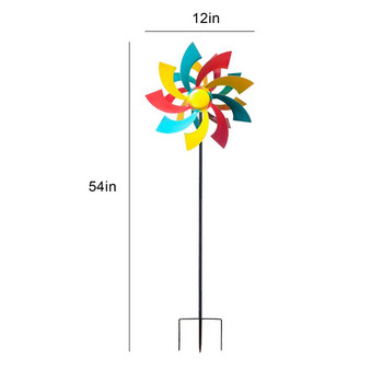 Wind Spinner 12X54 Inch Metal Rainbow Wind Spinners Outdoor Wind Sculptures & Spinners Dual Direction Large Kinetic Windmills