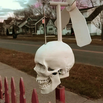 Хелоуин череп Whirligig Wind Spinner Външна градина Скелетна глава Вятърна мелница Spinner Хелоуин Двор Череп Орнамент Домашен декор