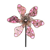 Metalinis kiemo vėjo suktukas Daugiaspalvis apšvietimas drugelio formos vėjo malūnas su stovinčiu stulpu, skirtas lauko kiemo kiemo vejai dekoruoti