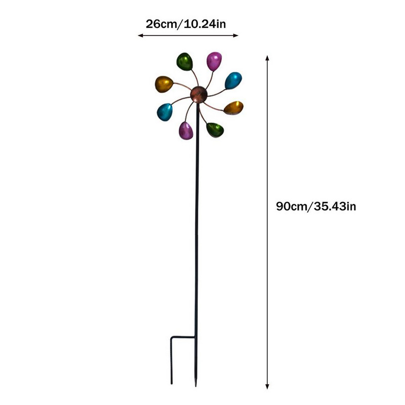 Veterný mlyn s kovovou dekoráciou, 35,43 palca, kinetická veterná záhradná socha, dekorácia trávnika, ozdoby na vonkajšiu záhradu a terasu.
