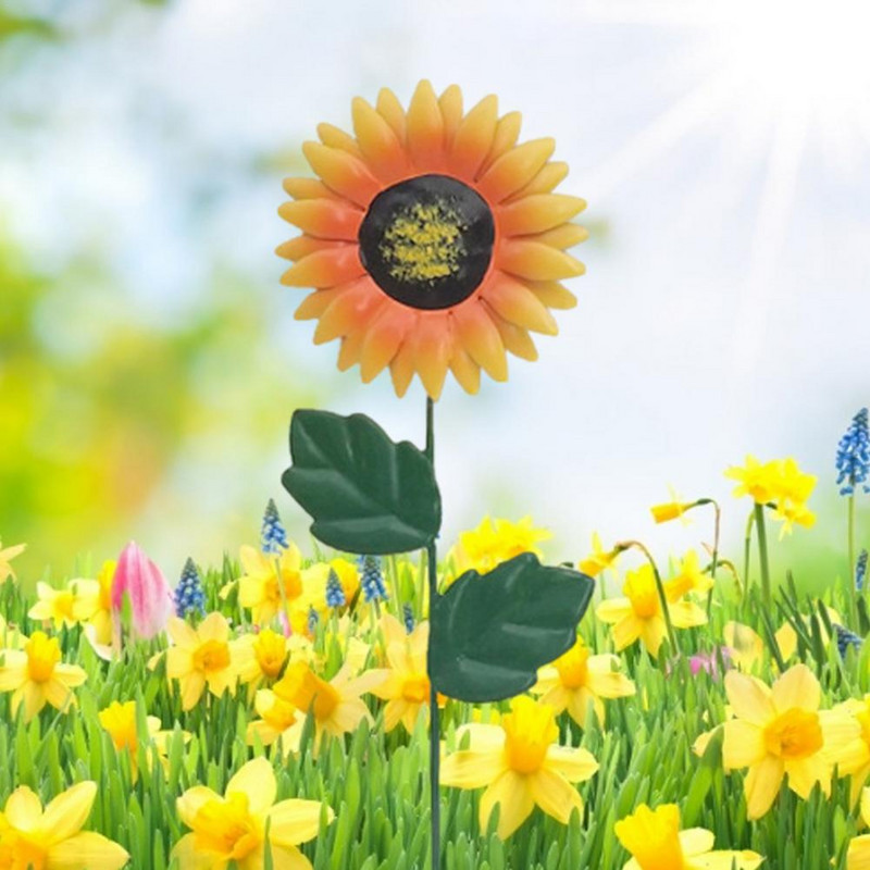 Kovové záhradné kolíky so slnečnicami, slnečnicové dekorácie na dvore, jesenné dekorácie, vonkajšie dekorácie, vnútorné, vonkajšie, trávnik, terasa, dekorácie do záhrady