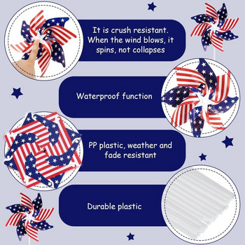 Αδιάβροχα ριγέ μπινελίκια 20 τεμαχίων/Σετ Διακοσμητικά για την Ημέρα της Ανεξαρτησίας Σχεδιασμός αμερικανικών σημαιών στολίδι κήπου στον ανεμόμυλο
