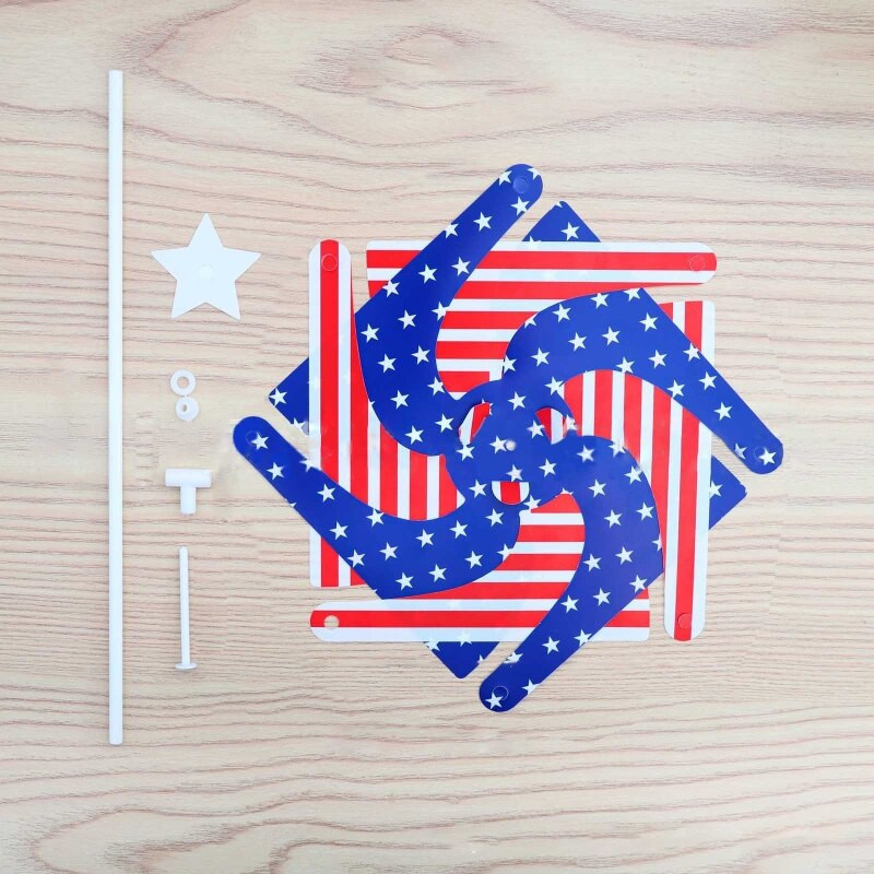 Vodotesné pruhované veterníky, 20 kusov/sada, dekorácie na Deň nezávislosti, dizajn amerických vlajok, záhradná ozdoba s veterným mlynom