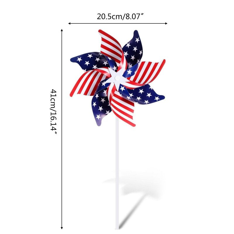 Vodotesné pruhované veterníky, 20 kusov/sada, dekorácie na Deň nezávislosti, dizajn amerických vlajok, záhradná ozdoba s veterným mlynom