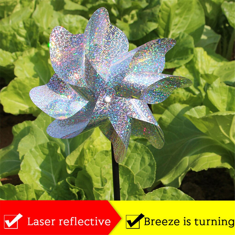 10 vnt. vėjo malūną atspindintis kenkėjų atbaidiklis smulkių gyvūnų baidymo įtaisas, skirtas sodo kiemo vejai dekoruoti