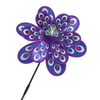 Διπλή στρώση Peacock Sequins Windmill Colorful Wind Spinner Kids Toy Νέο