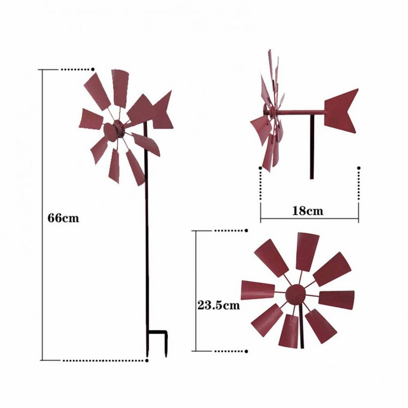 Sodo pinwheels rankų darbo kraštovaizdžio kūrimo nešiojamas lauko kuolas geležinis vejos vėjo malūnas Sodo dekoratyvinis vėjo suktukas terasai