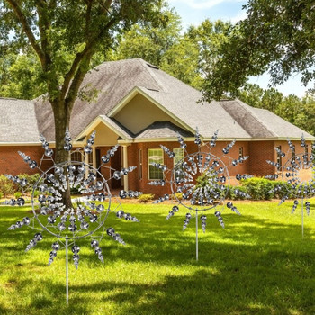 594C Δημιουργικός μοναδικός μεταλλικός ανεμόμυλος με γεωμετρικό σχέδιο Wind Spinner Catcher Kinetic Chimes with Stake Στολίδι Αίθριο κήπου στον κήπο