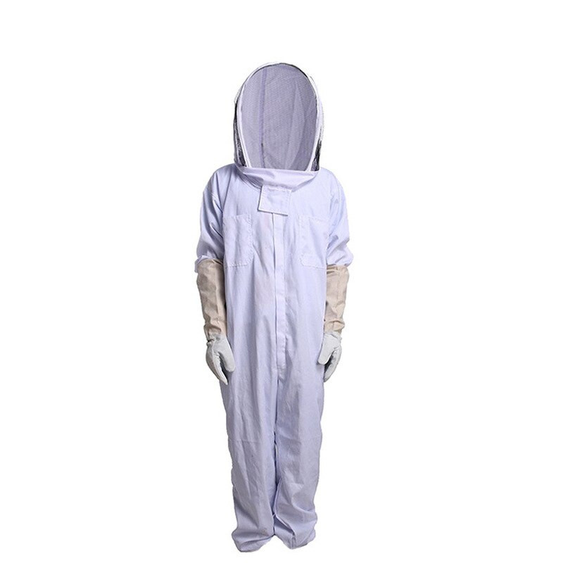 Včely, protivčelie plášte, hrubé biele skafandre a súprava rukavíc z ovčej kože, skafandre, jednodielne včelárske oblečenie