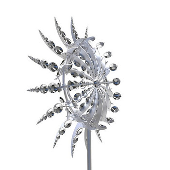 594C Δημιουργικός μοναδικός μεταλλικός ανεμόμυλος με γεωμετρικό σχέδιο Wind Spinner Catcher Kinetic Chimes with Stake Στολίδι Διακόσμηση κήπου