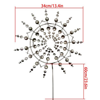594C Δημιουργικός μοναδικός μεταλλικός ανεμόμυλος με γεωμετρικό σχέδιο Wind Spinner Catcher Kinetic Chimes with Stake Στολίδι Διακόσμηση κήπου