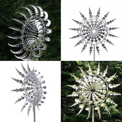 594C Creative Уникална метална вятърна мелница Геометричен модел Wind Spinner Catcher Kinetic Chimes with Kol Ornament Garden Decor