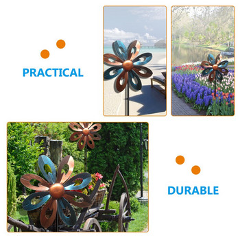 Вятърна мелница Вятърна градина въртящо се метално външно декориране желязо украшение скулптура кол Статуя на двор декорация цвете въртящи се колове