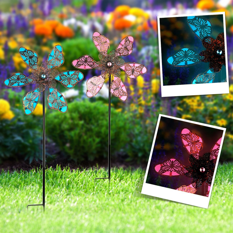 Metaliniai amatai Papuošalai Šviečiantys drugelių kištukai Kiemo lauko apdaila Vėjo malūnėlis Sodo kiemo apdaila Vaikų žaislas Jardin TG