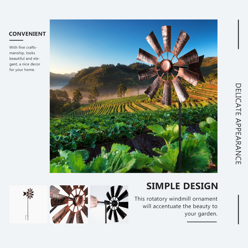 Vėjo malūnas vėjo sodo kiemo dekoras Metalinis dekoratyvinis pinwheels Stake Farmhouse Modern Stakessverning Hook Pievelė