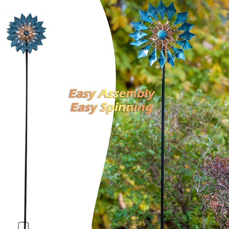 Kerti szélpörgető napelemes fényű szélmalom kültéri szélpörgető szélgyűjtők udvari terasz gyep kerti dekoráció