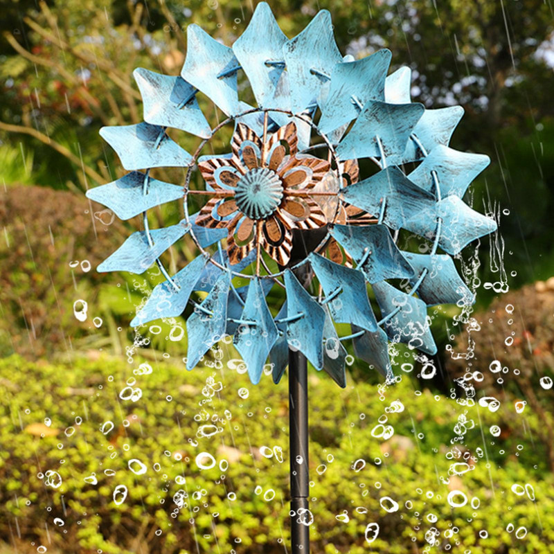 Kerti szélpörgető napelemes fényű szélmalom kültéri szélpörgető szélgyűjtők udvari terasz gyep kerti dekoráció