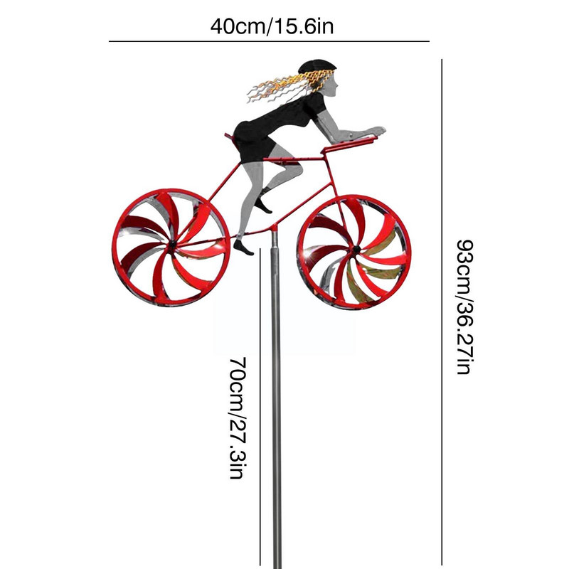 Kinetická socha bicykla Záhradná 3D socha bicykla Veterná rotácia Ornament socha Socha Dekorácia Kinetická socha bicykla do záhrady V5G3