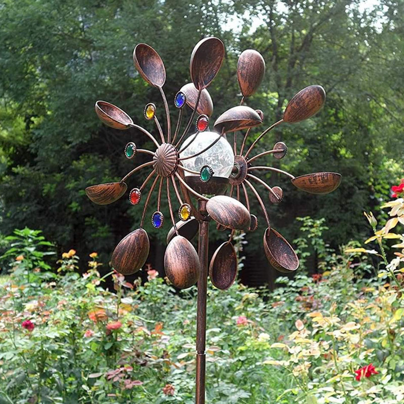 Saulės vėjo malūno LED daugiaspalviai žibintai vėjo suktukai, ryškūs naktiniai žibintai, patvarūs, tyliai sukasi sodo kiemo dekoravimas