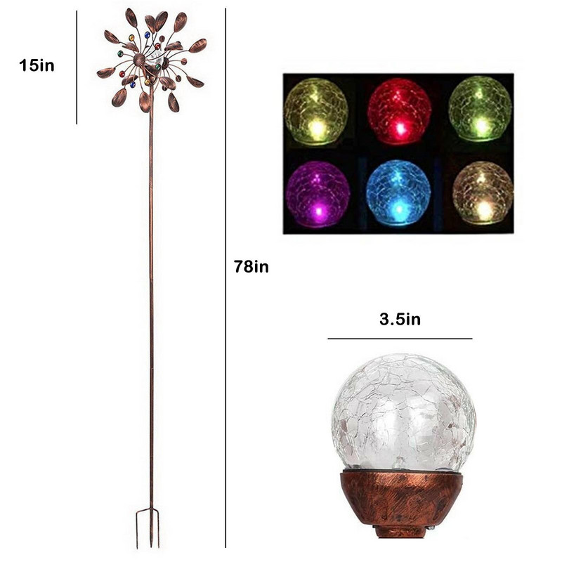 Saulės vėjo malūno LED daugiaspalviai žibintai vėjo suktukai, ryškūs naktiniai žibintai, patvarūs, tyliai sukasi sodo kiemo dekoravimas