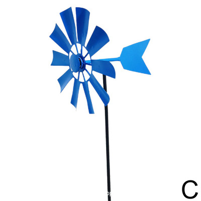 Moara de vânt rotativă de 28 de inchi Spinner de vânt Moara de vânt de artă de fier Moara de vânt decorativă pentru grădină Sculptură de moara de vânt cu plug-in pentru decor de curte cu gazon