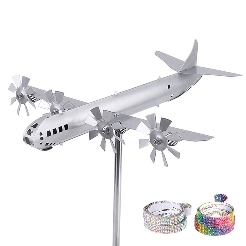 „Pasidaryk pats“ Kalnų krištolinio akmens vėjo malūno geležies orlaivių modeliavimas rankų darbo vėjo suktukas Sodo skulptūra Kūrybinis lauko kiemo ženklas Kiemo dekoras