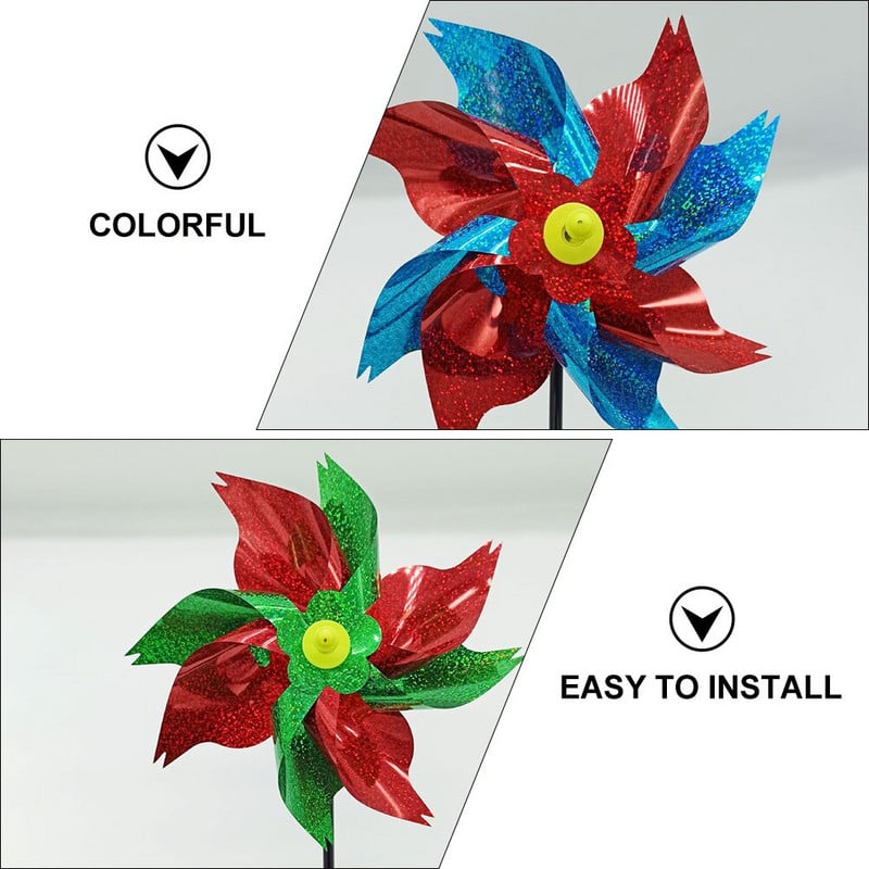 Veterník, veterníky, reflexný veterný mlyn na vtáky, záhradný dúhový trávnik, odstrašujúci vietor na párty, vonkajší dvor, vtáky, spinnery.