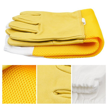 1 чифт пчеларски ръкавици Защитни ръкави против пчели против ужилване Професионални пчеларски пчеларски дълги ръкавици от овча кожа