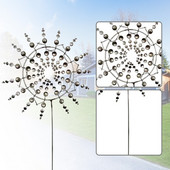 Kreatívny unikátny kovový veterný mlyn s geometrickým vzorom, veterný spinner, lapač kinetických zvonkohier s kolíkom, záhradná dekorácia