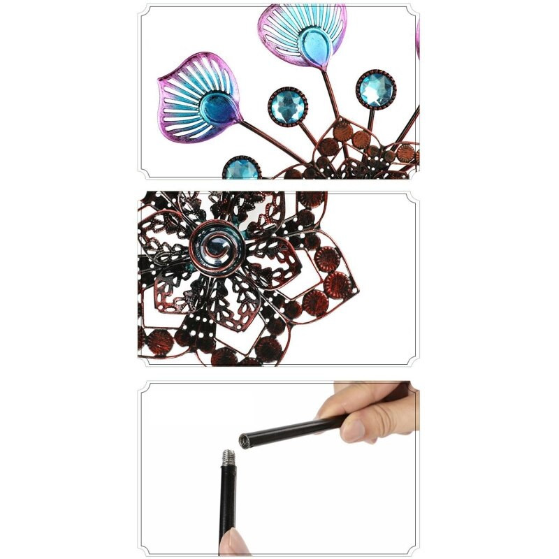 Kalto metalo spalvingas povo uodegos vėjo malūnas tuščiaviduris vėjo suktukas, skirtas vidaus lauko sodo kiemo vejos dekoravimui