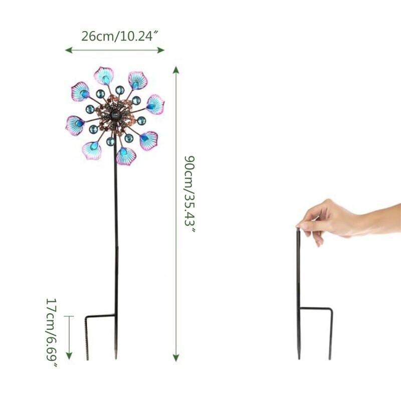 Kalto metalo spalvingas povo uodegos vėjo malūnas tuščiaviduris vėjo suktukas, skirtas vidaus lauko sodo kiemo vejos dekoravimui