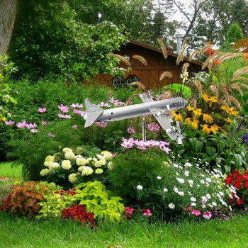 Aircraft Wind Spinner Wind Sculptures & Spinners Metal Windmill Yard Spinners 3D Cool Wind Sculpture Pinwheels for Yard And