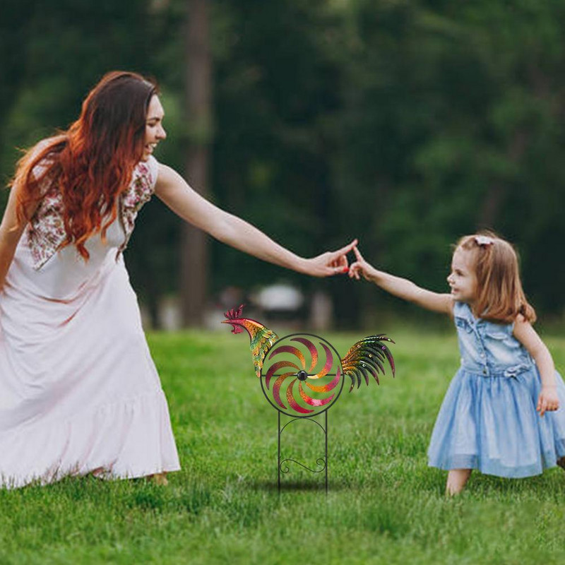 90 * 36 cm gaidžio metalo vėjo malūno dekoracija spalvinga gyvūno gaidžio išskirtinė meno krūva lauko sodo vejos kiemo ornamentas