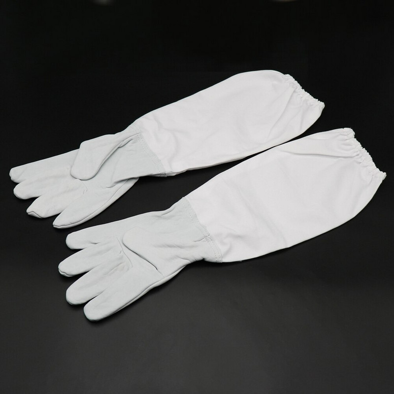 1 Suporuokite geltonas/baltas bitininkystės apsaugines pirštines su vėdinamomis ilgomis rankovėmis