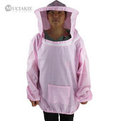 MUCIAKIE Ružová nová včelárska bunda s čiernou závojovou kapucňou, včelárske ochranné oblečenie, priedušný proti včelím polovičný oblek